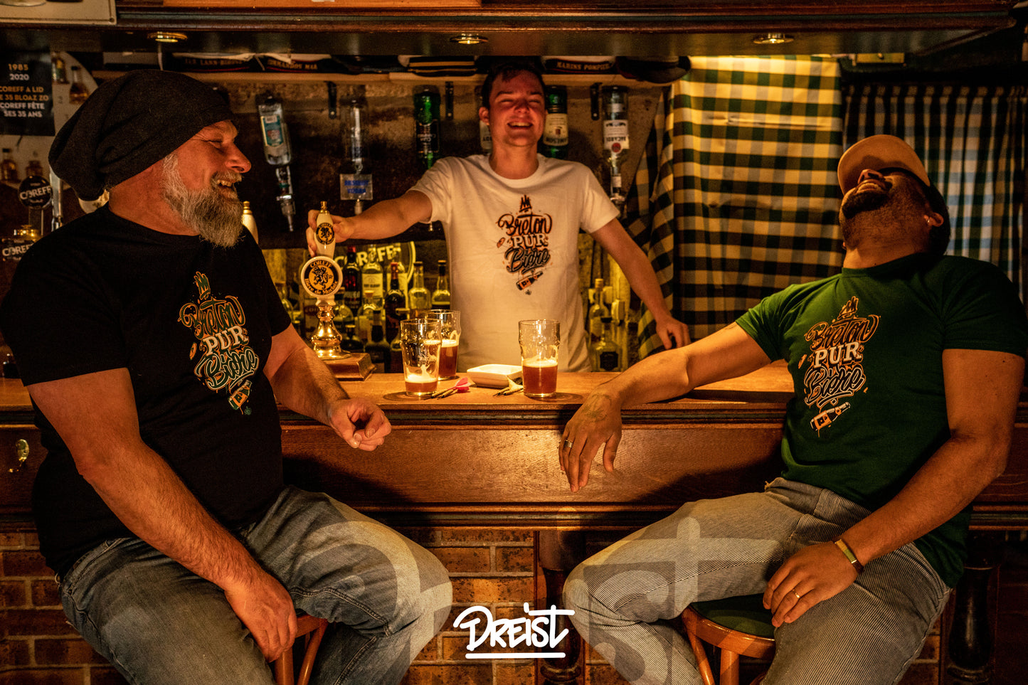 T-shirt Humour "Breton Pur Bière" vert bouteille ou noir