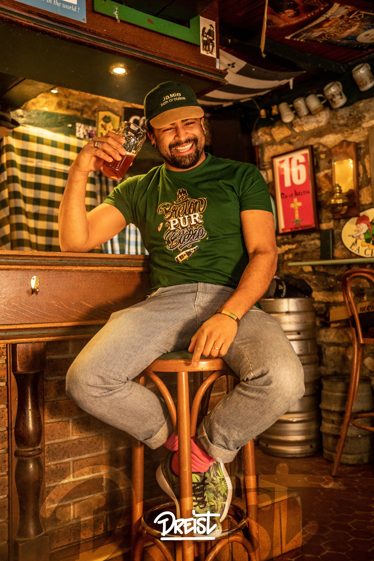 T-shirt Humour "Breton Pur Bière" vert bouteille ou noir